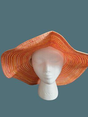 Ganz Summer Travel Orange Wide Brim Beach/Sun Hat